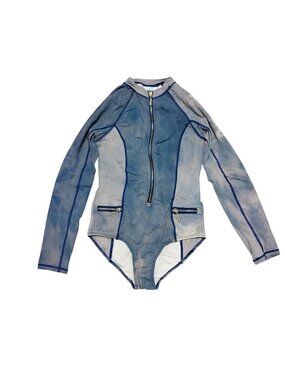 Cabana Life Womens M Long Sleeve One Piece Swimsuit Zipper Rash Guard Tie Dye
